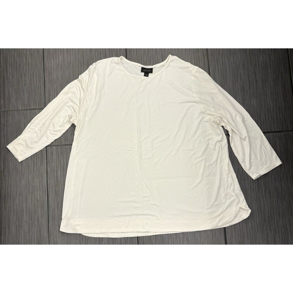 J Jill Wearever Collection Ivory Cream Long Sleeve Shirt Size XL Minimalist